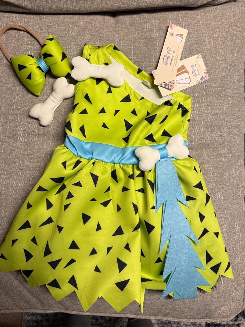 NWT size 18-24 Months The Flinstones Pebbles Costume Dress with Blue Sash